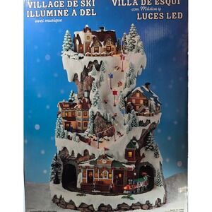 Animated LED Ski Village Music 8 Holiday Songs Christmas Decor Large 12"x20"